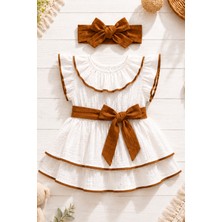 BS Hood Kız Bebek Çocuk Müslin Bandanalı Elbise