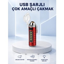 Pazarcan USB Şarjlı Rüzgar Geçirmez Elektrikli Çakmak El Fenerli