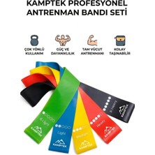 Kamptek Kamp Teknolojisi Kamptek Profesyonel Antrenman Bandı Seti (5'li) - Pilates, Fitness ve Egzersiz Direnç Lastiği Seti