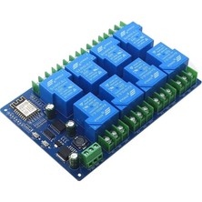 Robo Dünya Robodünya ESP8266 Wifi Geliştirme Kartı - 8 Kanal 30A Röleli Kablosuz Akıllı Ev Modülü (ESP-12F, Dc 7-28V/5V)