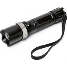 Pazarcan KM-110 Profesyonel Şarjlı El Feneri Ledli+Flashlight+Zoom Özellikli Atlı 6 Parça Full Set