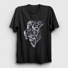 Presmono Unisex Siyah Smoke Skulls Duman Kurukafalar T-Shirt
