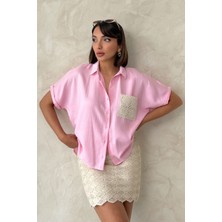 Very Moda Aplik Cepli Keten Gömlek | D2360