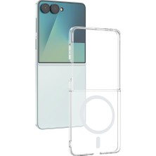 Fogy Galaxy Z Flip 8 Kamera Korumalı M-Safe Şarj Özellikli Şeffaf Sert Pc Kapak