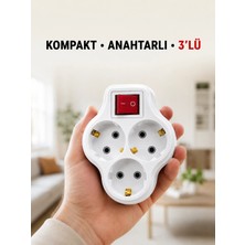 Timion Mey Ithalat® Anahtarlı 3’lü Priz Çoğaltıcı Kablosuz Duvar Tipi Topraklı Priz Çokl