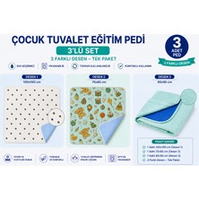 CDE Çocuk Tuvalet Eğitim Pedi 3'lü Set – Yıkanabilir Sıvı Geçirmez 3 Farklı Desen