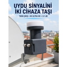 Poyraz Market Twin Lnb Çift Çıkışlı Uydu Anten Lnb 4K Ultra Hd Ku Band 0.1 Db
