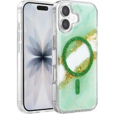 Uravas Store Onegif  Iphone 16 Lotus Simli Magsafe Kapak - Yeşil