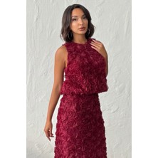 Very Moda Gül Süzüneli Kolsuz Bluz | F1989
