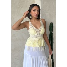 Very Moda Güpür Detaylı Askılı Bluz| D2892
