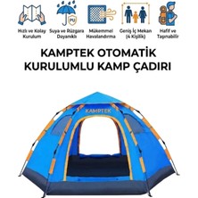 Kamptek Kamp Teknolojisi Kamptek Hızlı Kurulumlu Pop-Up Kamp Çadırı - Otomatik Mekanizmalı Kubbe Çadır Altıgen Ferah Deprem  Aile ÇADIRI240*240*160