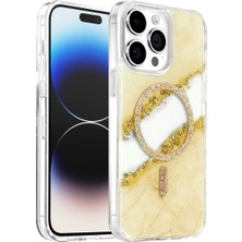 Negok Onegif Apple iPhone 14 Pro Max Lotus Simli Magsafe Kapak - Gümüş