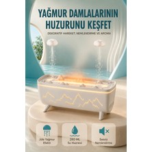Poyraz Market Dekoratif Hava Nemlendirici ve Aromaterapi Difüzörü 280 ml Yağmur Efektli Renkli LED Işıklı