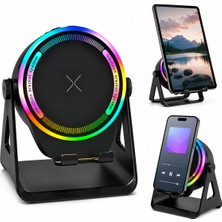 Uravas Store Bt - Sd - USB Şarjlı Telefon Tutacak Rgb Işıklı Bluetooth Wireless Speaker Hoparlör 5W PL-4676 (5528)
