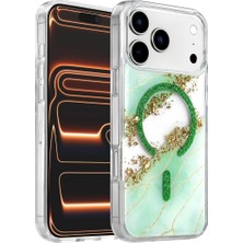Negok Onegif Apple iPhone 17 Pro Lotus Simli Magsafe Kapak - Yeşil