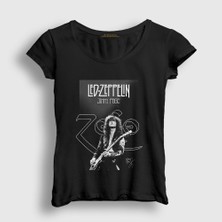 Presmono Kadın Siyah Jimmy Page LED Zeppelin T-Shirt