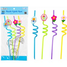 Uravas Store 4pcs Kıvrımlı - Renkli Plastik Pipet Figürlü=mix (5528)
