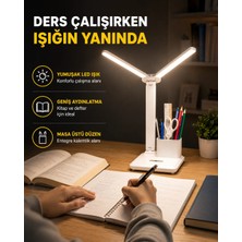 Negok Kalemlik ve Telefon Standlı Masa Lambası – Kısılabilir LED Işık, Göz Dostu Tasarım Yeni Nesil