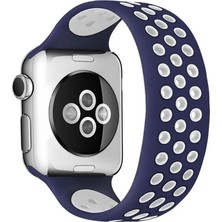 Uravas Store Watch 42MM Ayarlı Delikli Silikon Kordon - Lacivert-Beyaz