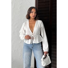 Very Moda Nakış Detaylı Bağlamalı Bluz - | F1992