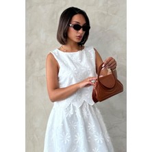 Very Moda Nakışlı Kolsuz Bluz | D2872