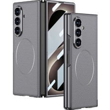 Fogy Galaxy Z Fold 8 Ultra Kamera Korumalı M-Safe Şarj Özellikli Deri Desenli Kapak