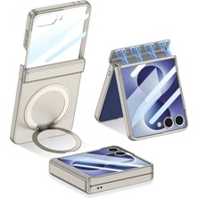 Fogy Galaxy Z Flip 8 Kılıf M-Safe Şarj Özellikli Ring Standlı Ekran Korumalı Kapak