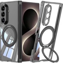 Fogy Galaxy Z Fold 8 Ultra Kılıf M-Safe Şarj Özellikli Ring Standlı Şeffaf Sert Pc Kapak