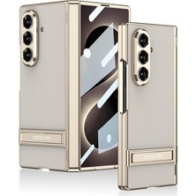 Fogy Galaxy Z Fold 8 Ultra Kılıf Kamera Korumalı Deri Desenli Şık Görünümlü Standlı Kapak