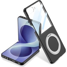 Fogy Galaxy Z Flip 8 Kılıf M-Safe Şarj Özellikli Yüzüklü Ekran ve Kamera Korumalı Kapak