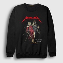 Presmono Unisex Siyah Lady Justice V2 Metallica Sweatshirt