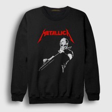 Presmono Unisex Siyah Guitar James Hetfield Metallica Sweatshirt