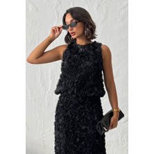 Very Moda Gül Süzüneli Kolsuz Bluz | F1989