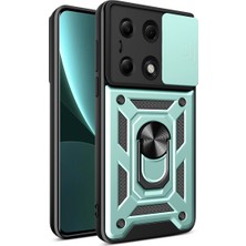 Poco M6 Pro 4g Kılıf Pars Lens Yüzüklü Silikon - Yeşil