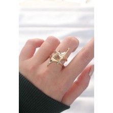 Arzino Yıldız Model Gold Renk Ayarlanabilir Yüzük
