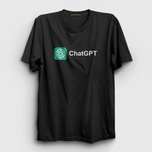 Presmono Unisex Siyah Logo Ai Chatgpt Yapay Zeka T-Shirt