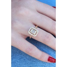 Arzino Gold Renk Baget Zirkon Taşlı Kadın Yüzük