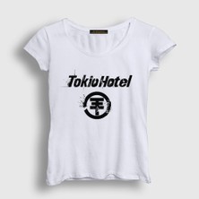 Presmono Kadın Beyaz Logo Tokio Hotel T-Shirt