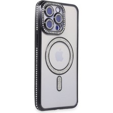 iPhone 15 Pro Max Kılıf Joke Simli Magneticsafe Kılıf - Siyah
