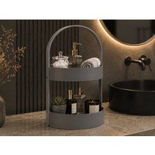 3D Baskı Iki Katlı Banyo Düzenleyici - Taşınabilir Organizer ve Saklama Standı-Gri