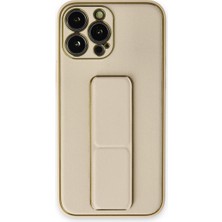 iPhone 13 Pro Kılıf Coco Deri Standlı Kapak - Gold