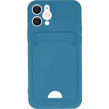 iPhone 12 Kılıf Kelvin Kartvizitli Silikon - Mavi