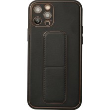 iPhone 12 Pro Kılıf Coco Deri Standlı Kapak - Siyah