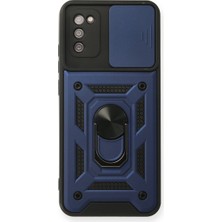 Galaxy A03S Kılıf Pars Lens Yüzüklü Silikon - Lacivert