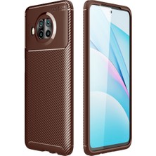 Mi 10T Lite Kılıf Auto Focus Karbon Kapak - Kahverengi