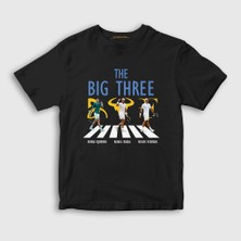 Presmono  Çocuk Siyah Big Three Novak Rafael Roger Tenis T-Shirt