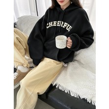Tarzsokak Coke Serisi Dazy-Less Letter Graphic Kangaroo Pocket Drawstring Hoodie