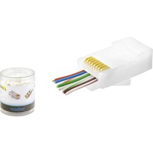 Pazarcan 100 Adet Cat6 Ez RJ45 Konnektör Beyaz / Özel Plastik Kutulu