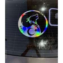 Sticker Arma Araç Yazısı Bozkurt Ayyıldız Bayrak Hologram Oto Siticker Aksesuar Fosforlu Folyo Eflatun Zebra Eflatunzebra Etiket Arka Cam üç hilal uluyan kurt