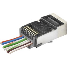 Pazarcan 100 Adet CAT6E Ez RJ45 Metal Konnektör Plastik Kutu Siyah